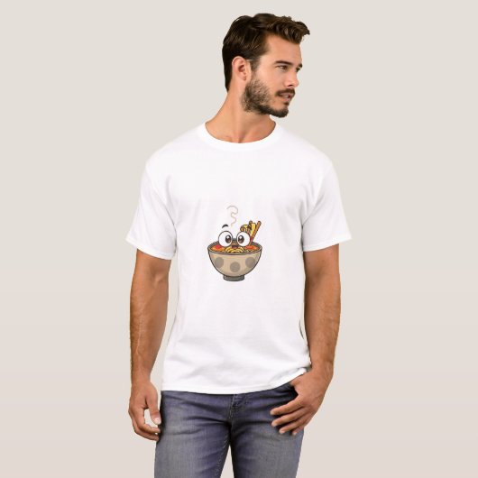 Curious Ramen Bowl Fun T-shirt (Voorkant volledig)
