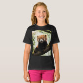 Curious Red Panda op een Tree Branch T-shirt (Voorkant volledig)
