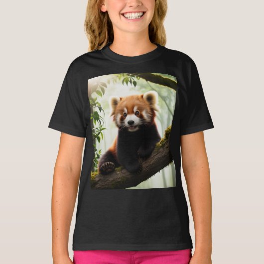 Curious Red Panda op een Tree Branch T-shirt (Voorkant)