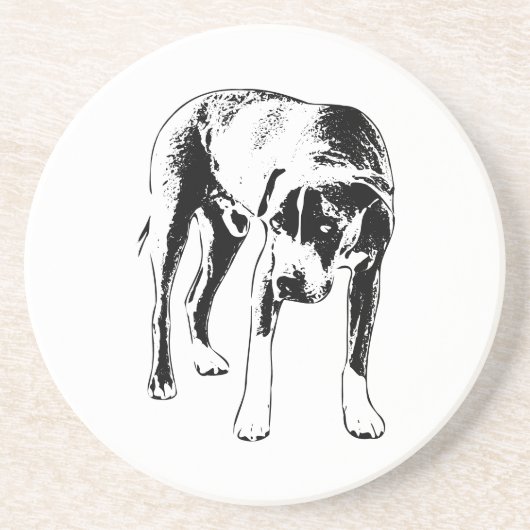 Curious Side-Eye Pitbull Mix Zandsteen Onderzetter (Voorkant)