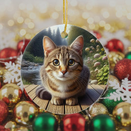 Curious Tabby Kat Aandenken Keramisch Ornament