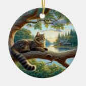 Curious Tabby Kat Aandenken Keramisch Ornament (Voorkant)