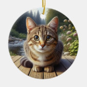 Curious Tabby Kat Aandenken Keramisch Ornament (Voorkant)