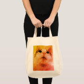 Curious Whiskers-Cat Illustration Design Canvas ta Tote Bag (Voorkant (product))