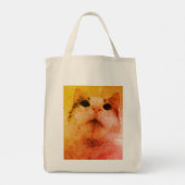 Curious Whiskers-Cat Illustration Design Canvas ta Tote Bag (Achterkant)