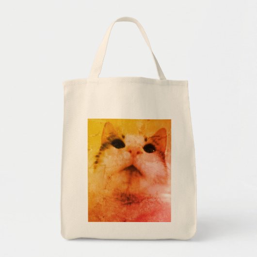 Curious Whiskers-Cat Illustration Design Canvas ta Tote Bag (Voorkant)