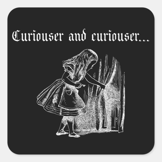 Curiouser en Curiouser Alice Met Sleutel Vierkante Sticker (Voorkant)