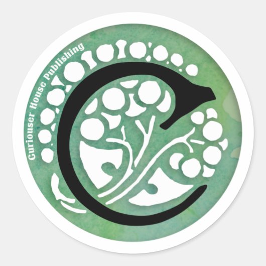 Curiouser House Publishing Logo in Green Ronde Sticker (Voorkant)