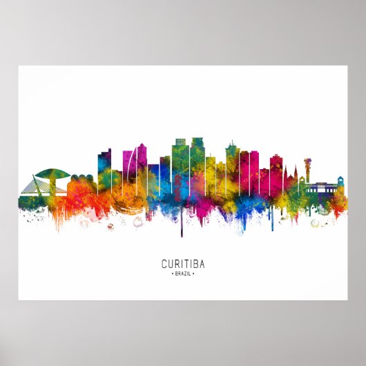Curitiba Brazil Skyline Poster (Voorkant)