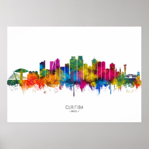 Curitiba Brazilië Silhouet Poster