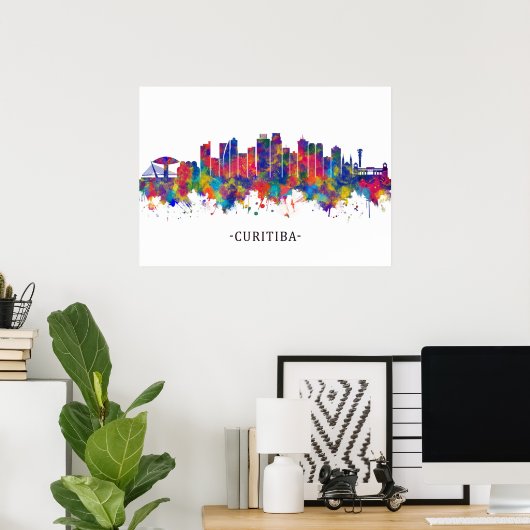 Curitiba Brazilië Skyline Poster (Thuiskantoor)