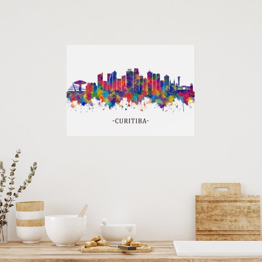 Curitiba Brazilië Skyline Poster (Keuken)