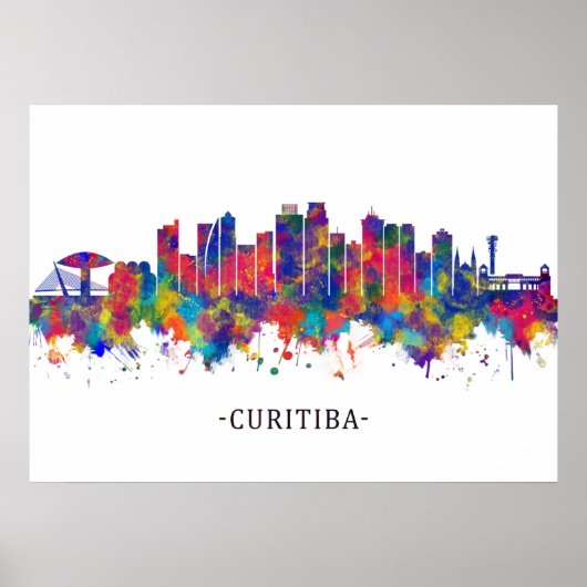 Curitiba Brazilië Skyline Poster (Voorkant)