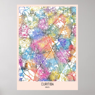 Curitiba Brazilië Stadsplattegrond Poster
