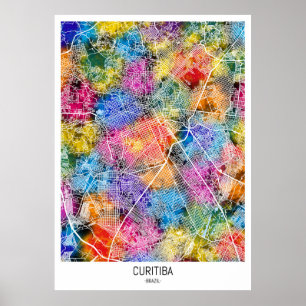 Curitiba Brazilië Stadsplattegrond Poster