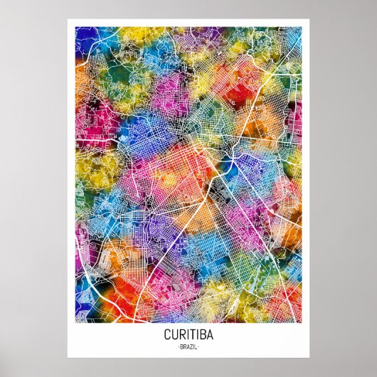 Curitiba Brazilië Stadsplattegrond Poster (Voorkant)