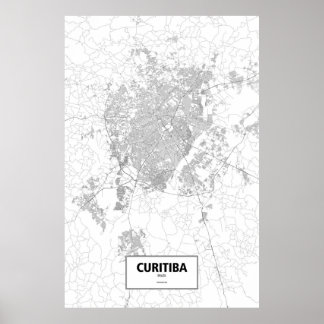 Curitiba, Brazilië (zwart op wit) Poster