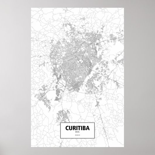 Curitiba, Brazilië (zwart op wit) Poster (Voorkant)