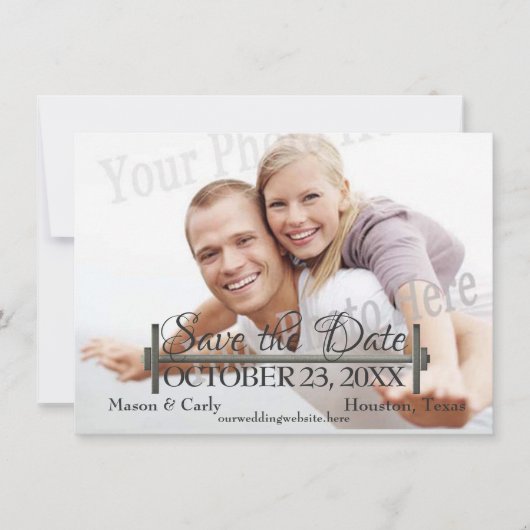 Curl Bar en Gewichten Foto opslaan van de datum Save The Date (Voorkant)