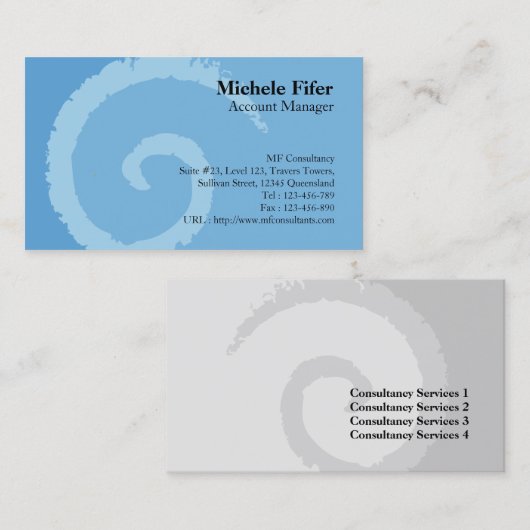 Curl Blue Visitekaartje (Voorkant / Achterkant)