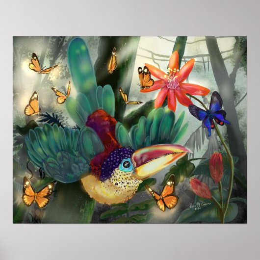 Curl Crested Aracari Toucan Poster (Voorkant)