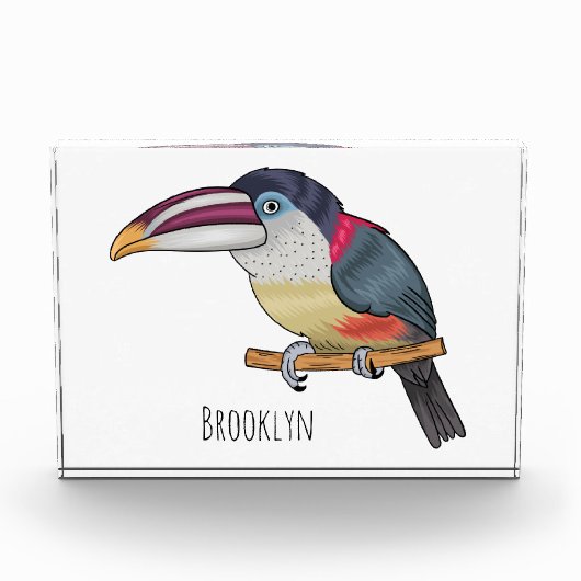 Curl crested aracari vogelschilderij cartoon fotoblokken (Voorkant)