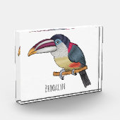 Curl crested aracari vogelschilderij cartoon fotoblokken (Links)