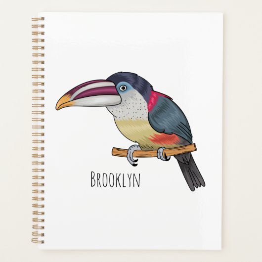 Curl crested aracari vogelschilderij cartoon planner (Voorkant)