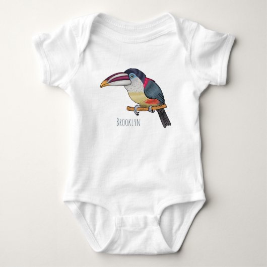 Curl crested aracari vogelschilderij cartoon romper (Voorkant)