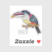 Curl crested aracari vogelschilderij cartoon sticker (Vel)