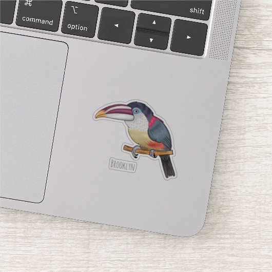 Curl crested aracari vogelschilderij cartoon sticker (Detail)