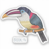 Curl crested aracari vogelschilderij cartoon sticker (Voorkant)
