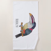 Curl crested aracari vogelschilderij cartoon strandlaken (Voorkant)