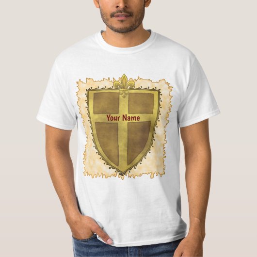 Curl Fleur De Lis Schild T-Shirt (Voorkant)