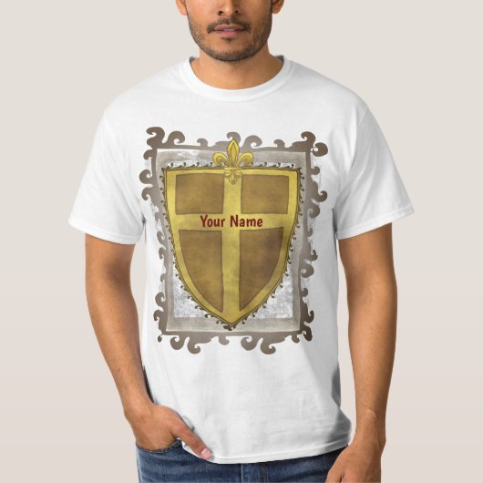 Curl Fleur De Lis Schild T-Shirt (Voorkant)