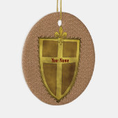 Curl Fleur De Lis Shield achternaam Keramisch Ornament (Rechts)