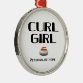 Curl Girl Curling T-Shirt Metalen Ornament (Rechts)