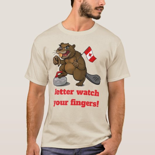 Curlende bever met vlag t-shirt (Voorkant)