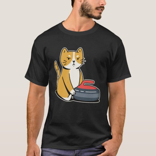 Curler Cat I Cat Curling I Curling Player T-shirt (Voorkant)