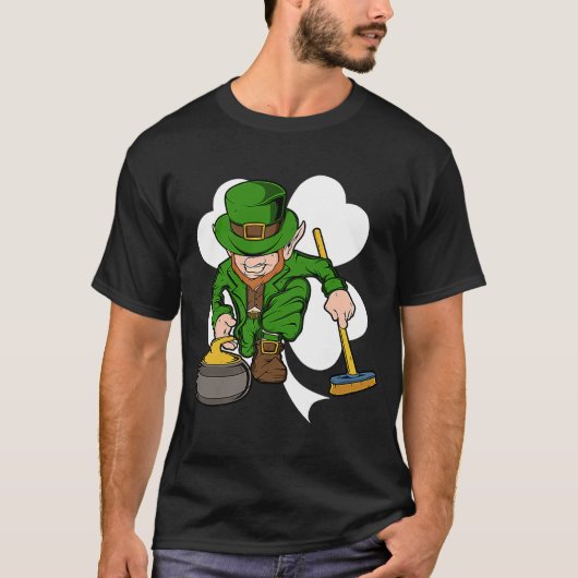 Curler Leprechaun St. Patrick's Day Curling T-shirt (Voorkant)