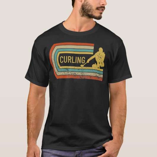 Curler Silhouet Verdrietig Retro Curling T-shirt (Voorkant)