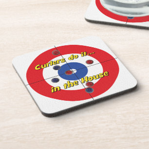 "Curlers doen het in het Huis" Onderzetters - (roo