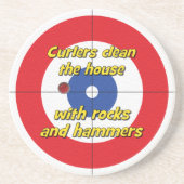 "Curlers schoon huis..." Sandstone Onderzetter - ( (Voorkant)