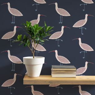Curlew Bird Coastal Pattern Behang