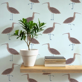 Curlew Bird Coastal Pattern Behang
