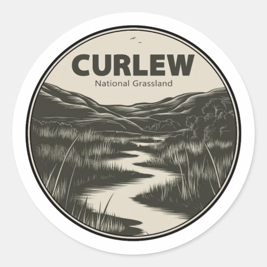 Curlew National Grassland Idaho Stream Ronde Sticker (Voorkant)