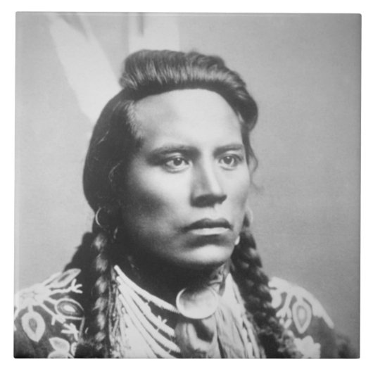 Curley van de Crow-stam, een van Custer's scouts Tegeltje (Voorkant)