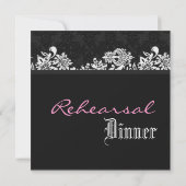 Curlicue Black and White Wedding Rehearsal Dinner Kaart (Achterkant)