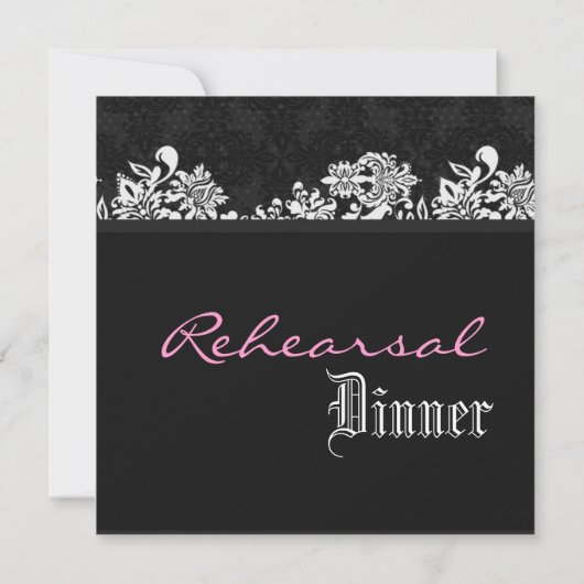 Curlicue Black and White Wedding Rehearsal Dinner Kaart (Achterkant)