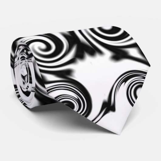 Curlicue Pentagon Black op wit Stropdas (Opgerold)